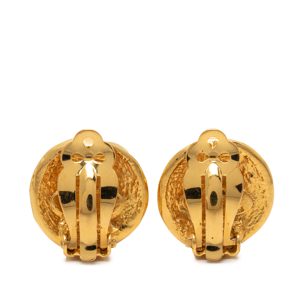 Pre-Loved Chanel Gold Plated 31 Rue Cambon Round Clip On Earrings - Picture 2 of 3
